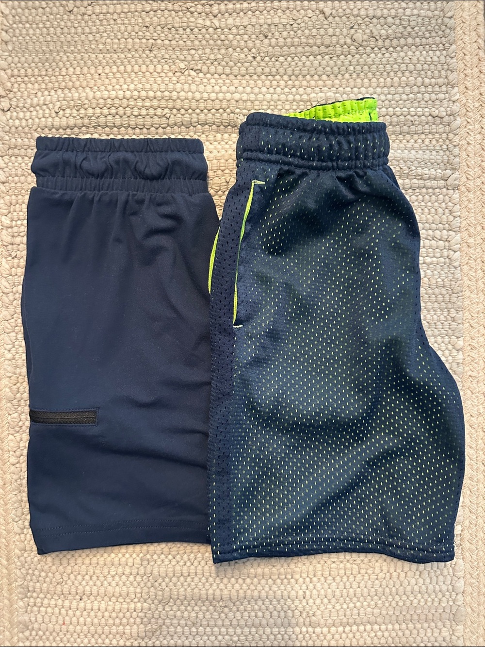 2 pack - Athletic Works Boys Navy Shorts with Neon Green Trim size S